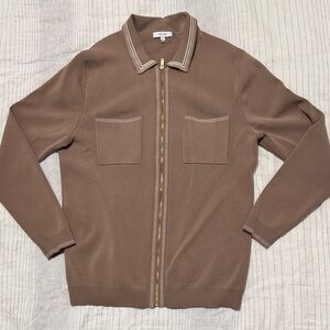 Reiss Brown Zip-Up Sweater